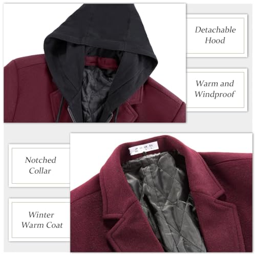 Image of APTRO Men's Wool Trench Coat Hoodie Winter Top Coat