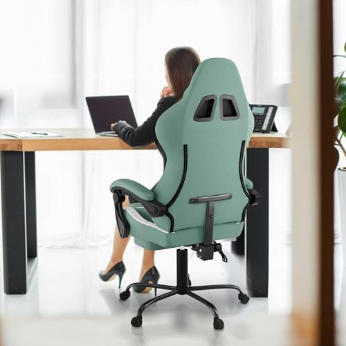 FIVMEN Gaming stoel massage groene gamingstoel gamestoel gamingstoel met voetensteun & hoofdsteun & massagelendenkussen ergonomische bureaustoel in hoogte verstelbaar voor gamers, speelkamer, kantoor - Afbeelding 3