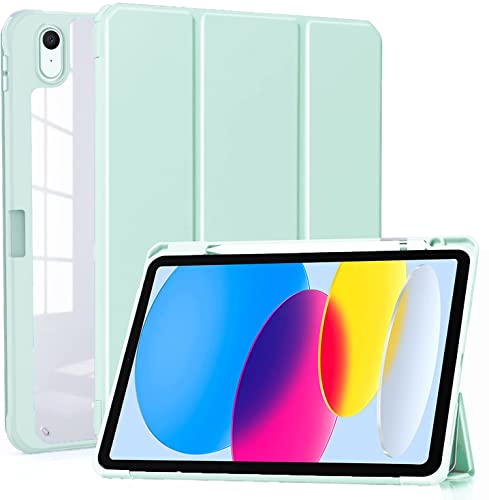 Image of ProElite Case Cover for Apple iPad (A16) 11th /10th Generation (2025 /2022), Transparent case Cover with Pencil Holder for iPad 11th /10th Gen 2025 /2022, Light Green