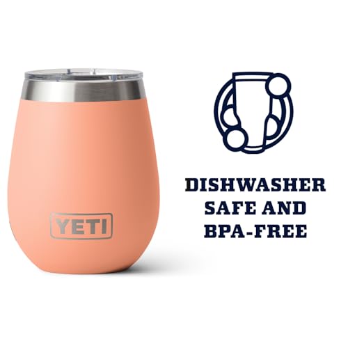 Image of YETI Rambler 10 oz Wine Tumbler, Vacuum Insulated, Stainless Steel with MagSlider Lid, Lowcountry Peach