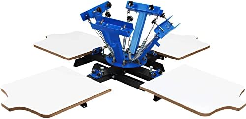 VEVOR Screen Printing Machine 17.7x21.7Inch Screen Printing Press 4 Color 4 Station Silk Screen Printing for T-Shirt DIY Printing Removable Palle