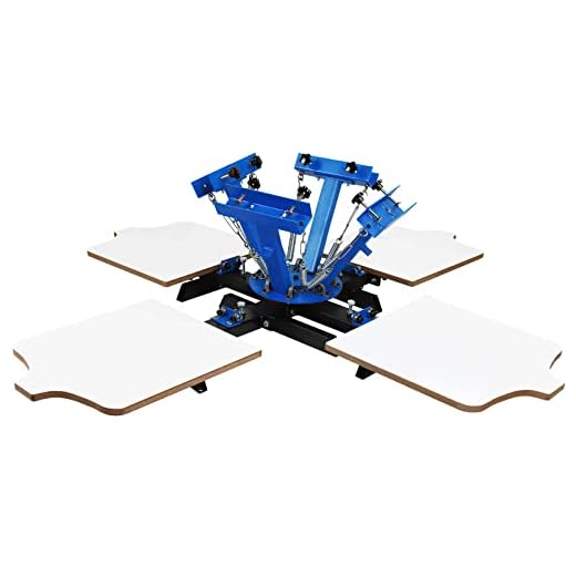 VEVOR Screen Printing Machine 17.7x21.7Inch Screen Printing Press 4 Color 4 Station Silk Screen Printing for T-Shirt DIY Printing Removable Palle
