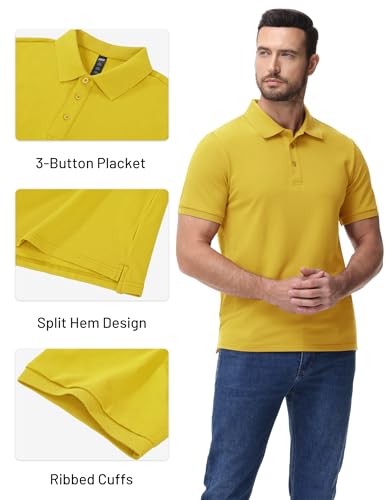Image of MIER Men's Cotton Pique Polo Shirts, Short Sleeve Golf Work Casual Tops