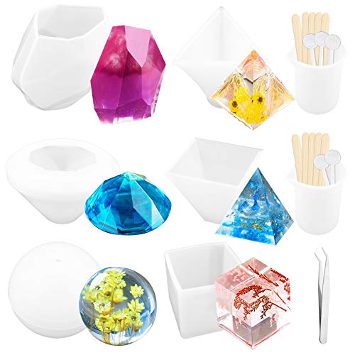 Silicone resin casting molds 24pcs including sphere, cu…