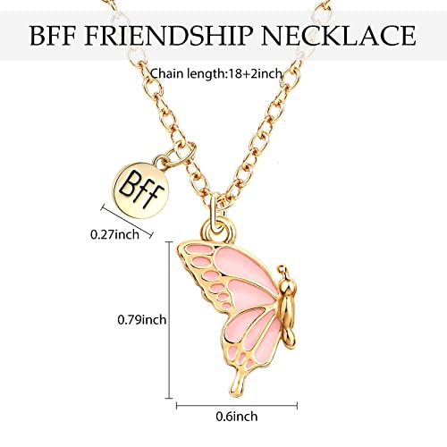 MJartoria BFF Necklace for 2-Butterfly Friendship Necklace Best Friend Forever Butterfly Pendant Matching Necklaces Best Friend Necklaces Gifts3
