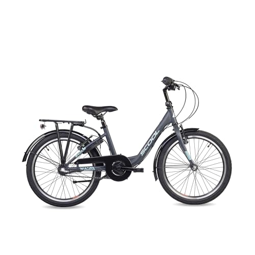 S'COOL Wave Steel LTD Jugendfahrrad | 20, 24 und 26 Zoll Fahrrad für Kinder und Jugendliche | Fahrrad für Mädchen mit komfortabler Sitzposition (Grey, 20 Zoll)