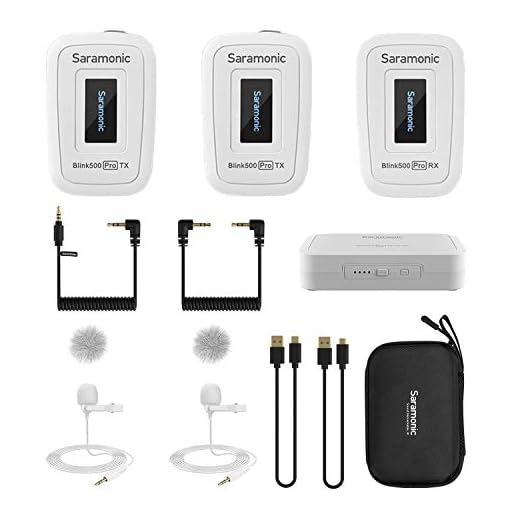 Saramonic Uppgraderad Blink500 Pro dubbelkanals trådlös lavalier mikrofon för DSLR videokamera Android iPhone surfplatta PC datorinspelning Facebook Youtube Podcast Vlog intervju (vit)