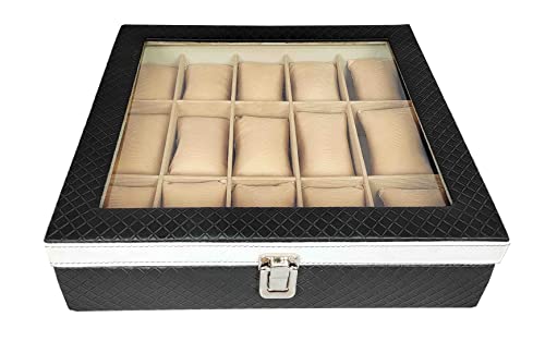 ADEENA Watch Case Box (Organizer) Holder for Men and Women in Royal Color’s with Mix Slots Watch Box Style