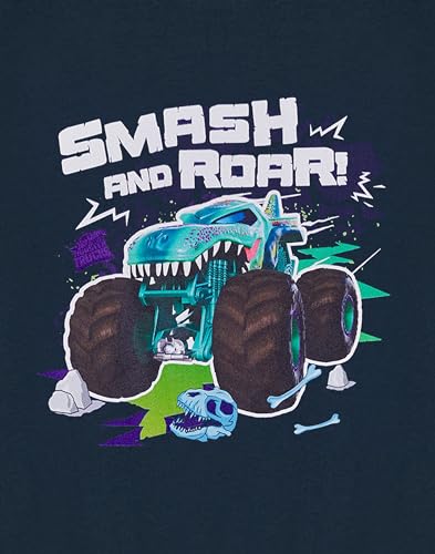 Hot Wheels Monster Trucks Boys Navy Short Sleeved T-Shirt | Smash and Roar Graphic Tee for Kids Smash and Roar Apparel 3-4 Years 7