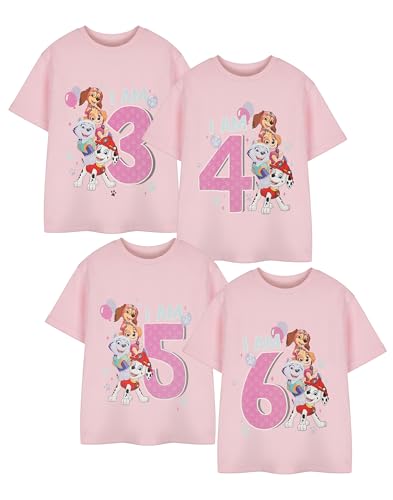 PAW PATROL Patrol Girls Rosa Geburtstags-Alter-T-Shirt |...