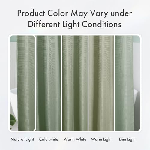 Image of AmazerBath Sage Green Shower Curtain Fabric, Waffle Shower Curtain Cloth, Heavy Duty 240GSM, Hotel Quality Bathroom Shower Curtains, 72 x 72 Inches