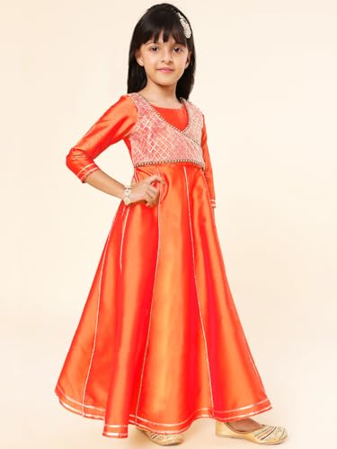Image of A.T.U.N. (ALL THINGS UBER NICE) Girls Woven Design Gota Jacket Maxi Anarkali Gown