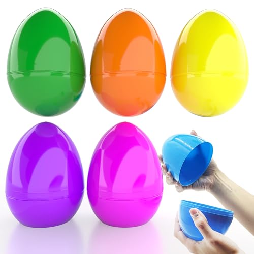 The Dreidel Company 24-Pack 6' Inch Jumbo Fillable Easter Eggs Colorful Bright Plastic Easter Eggs, Perfect for Easter Egg Hunt, Surprise Egg, Easter Hunt, Assorted Colors, 6' Giant Fillable Eggs
