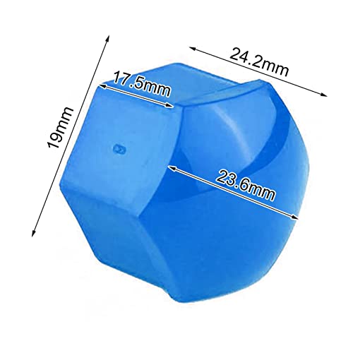 Image of 19mm Wheel Nut Covers (20-Pack) - Hub Screw Caps for Car Rims, Rust Prevention, Decorative Auto Accessories in Blue