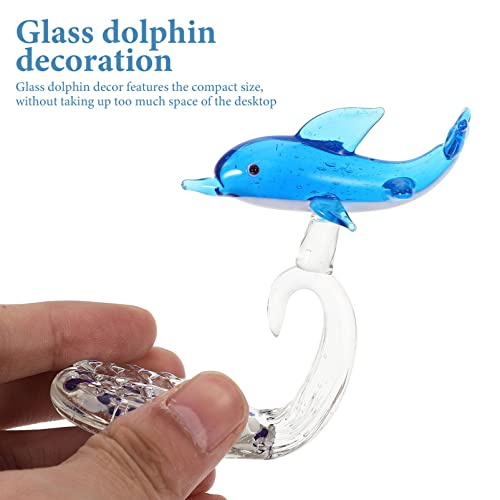 Garneck Home Decor Home Decor Blue Glass Dolphin Figurines Crystal Dolphin Statue Coastal Blown Galss Paperweight Sea Animal Ornament Nautical Home Office Decoration Front Door Decor Car Decorations #TOP1