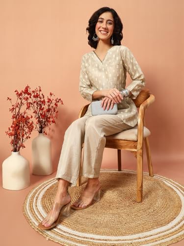 Image of Women Printed 2-Piece Silkblend Kurta & Pants Set