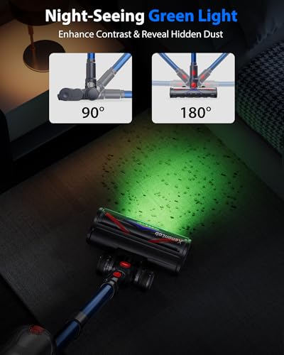 Image of Cordless Vacuum Cleaner, 75Mins /55KPa /650W Freestanding Stick Vacuum Cleaners for Home, Rechargeable, Lightweight, Cone Filtration&Anti-Tangle, for Hard Floor, Carpet, Hardwoods, Pet Hair