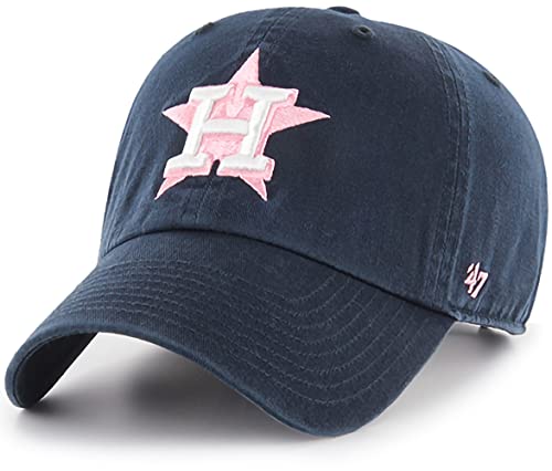 '47 MLB Navy Pink Clean Up Adjustable Hat Cap, Adult One Size (Houston Astros Navy Pink)