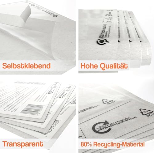 umschlag-discount – transparente Versandtaschen aus Folie für Lieferscheine, Rechnungen, Retourenscheine & Co – 250 Stück selbstklebende Lieferscheintaschen mit den Maßen 175 x 130 mm (DIN C6)