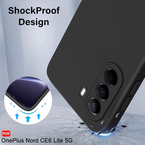 Image of TheGiftKart Liquid Silicon Back Cover Case for OnePlus Nord CE 6 Lite 5G | Total Camera Protection | Micro-Fibre Lining Inside | Shockproof Back Cover Case for OnePlus Nord CE6 Lite (Silicone, Black)