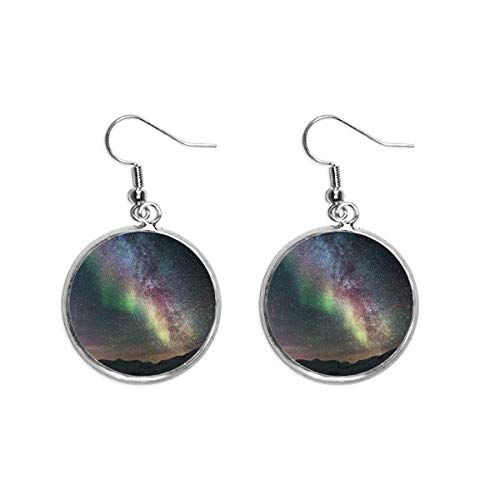 Galaxy Beautiful Stars - Pendientes colgantes de plata con diseño de orejas oscuras para mujer, Metal Plata