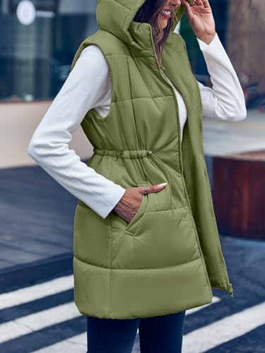 Inorin Womens Quilted Puffer Vests Hooded Sleeveless Long Outwear Jacket Zip Up Winter Coat with Pockets3