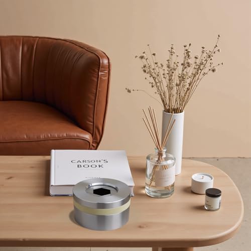 Image of Windproof Stainless Steel Smokeless Ashtray with Lid for Cigarettes Indoor- Rotating Switch Covered Design for Cigar,Home,Office & Outdoor (Silver Matte Short)