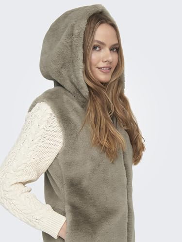 Image of ONLY Faux Fur Detail Sleeveless Hooded Tailored Jacket