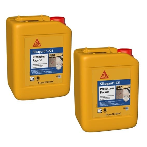 SIKA - Hydrofuge imperméabilisant façade et mur - Sikagard 221 Protecteur Façade - Améliore la résistance aux salissures - Multisupports - Application...