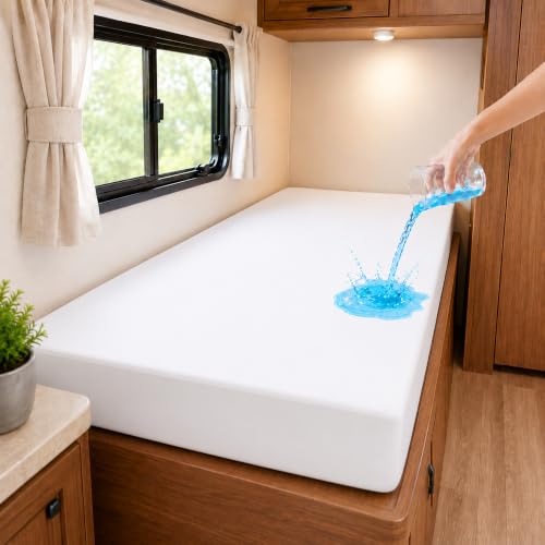 Image of GRT 1 Pack 100% Waterproof Mattress Protector RV Bunk Mattress Protector for 75 inch x 30 inch Narrow Twin, Breathable & Noiseless Waterproof Mattress Cover Fitted Deep Pocket from 5 inch to 19 inch, Vinyl Free