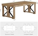 Table à manger rectangulaire Tribesigns de 70,87 po pour 6-8 personnes, table de cuisine en bois de style ferme avec base solide pour salle à manger, cuisine, salon, brune