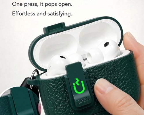 Image of for Leather AirPods Pro 3 Case 2025 | Cute iPod Air Pods Pro 3 Case with Magnetic Lock | with Phone Holder & Keychain | Airpods 3 Pro Cases for Man Women(Model A2700 /A2931)(ArmyGreen)