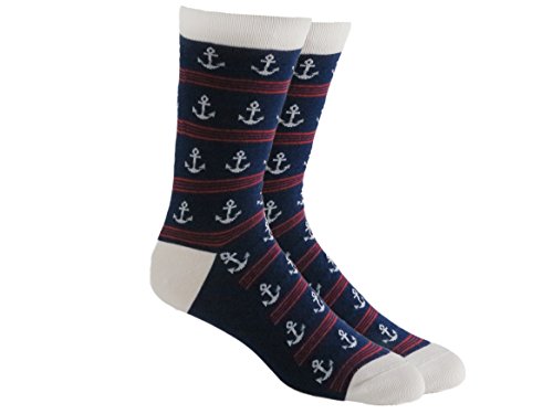 vangobeauty Men Dress Socks Anchor Mid Calf Wedding Socks One Size Fit Most Made In USA