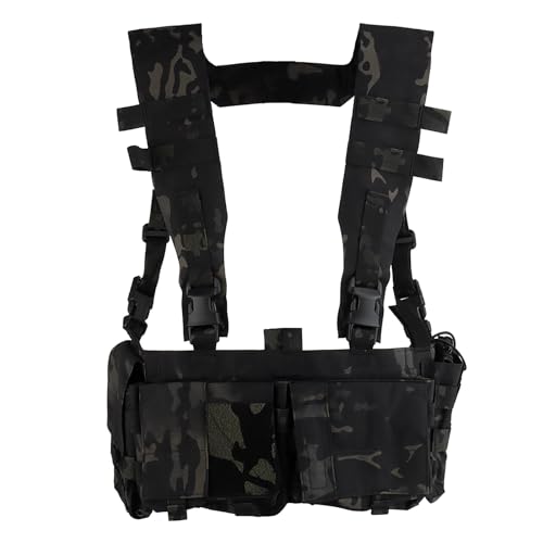 AOUTACC Tactical Chest Rig,Detachable Lightweight MOLLE Chest Rigs,Outdoor Tactical Patrol Commuter Vest Chest Vest