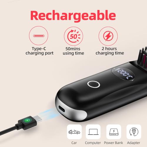Image of MICROWARE Cordless Hair Straightener Brush for Travel Portable Hair Straightener Comb, Suitable for All Hair Types