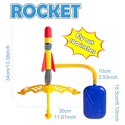 Image of AIUAZA Rocket Launcher for Kids - 2 Rockets - Outdoor Fun Toy Gift for Boys & Girls - Soft Foam Blaster Set Soars Up to 100 Feet - Ages 3 & Up