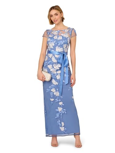 Image of Adrianna Papell Cascading Floral Embroidered Long Column Gown