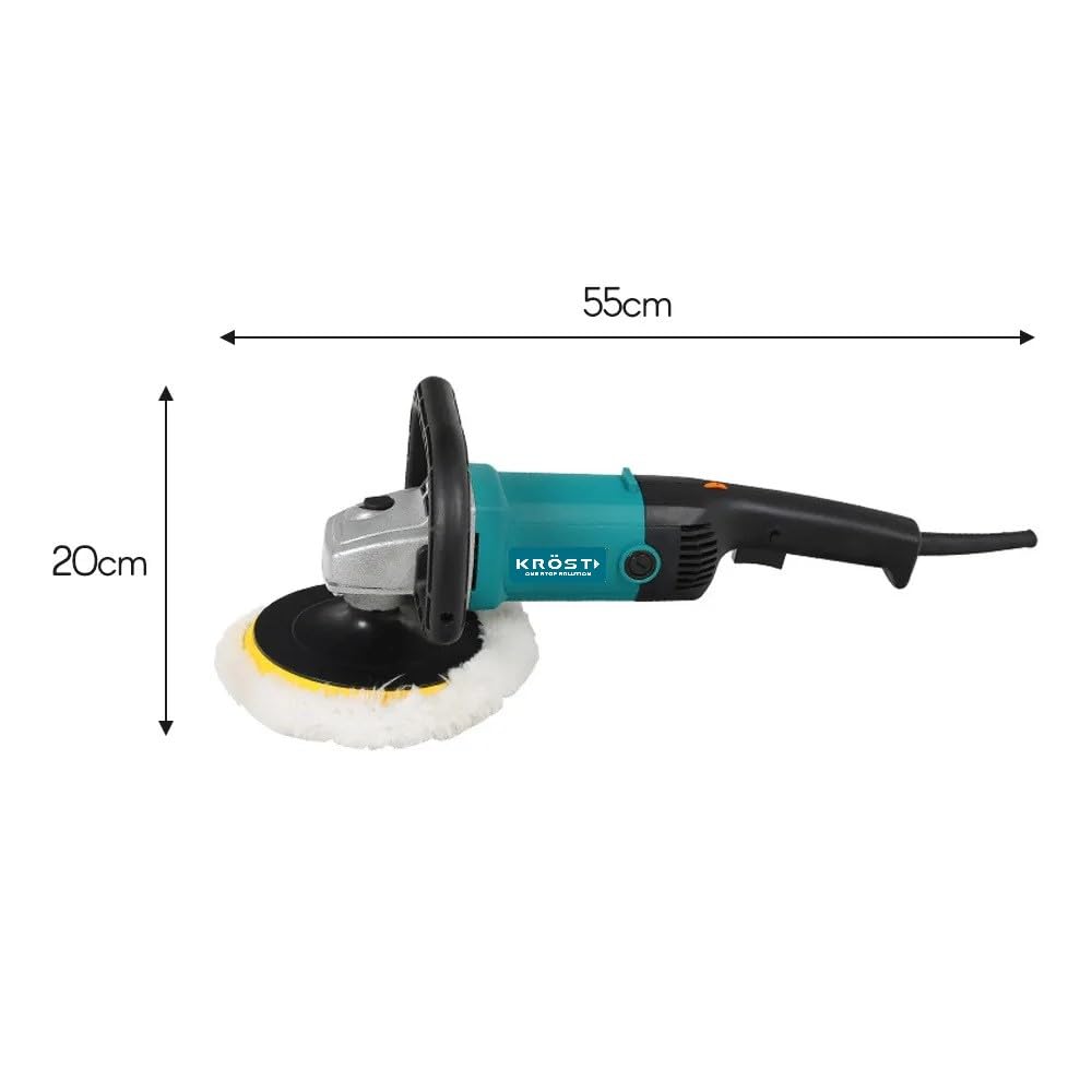 KROST Professional 7" Car Polisher Machine Combo With Backup Pad And Wool Buffing Pad Double Insulated With Speed Adjustment,Copper Winding (KROST) - Image 6 thumbnail
