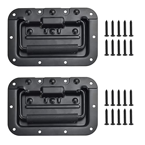 2 Pièces Traction Poignée Caisse, Poignées Caisse Pliantes, Poignée de Boîte à, Poignées Traction Ressort, avec Vis pour Boîte à Outils Bagages Equipement