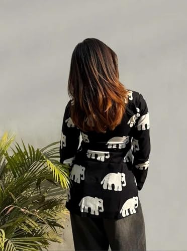 Image of FELISIA Women's Full Sleeves Rayon Printed Square Neck Short Kurti, Bell Sleeves, Short Kurti for Women, Stylish Ethnic Top, Daily Casual Western & Office wear