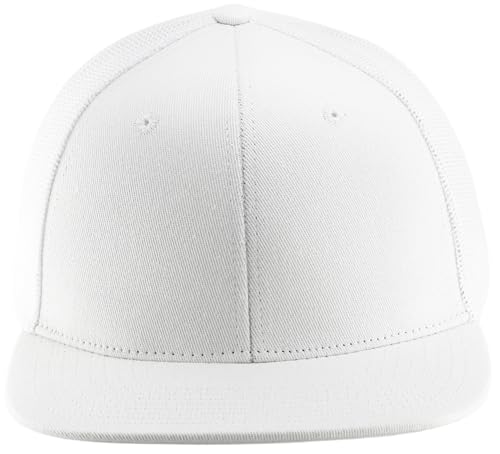 Image of Flat Bill Snapback Mesh Hats | Fits OSFM & XXL Big Head | Blank Solid Color Adjustable Trucker Hat for Men