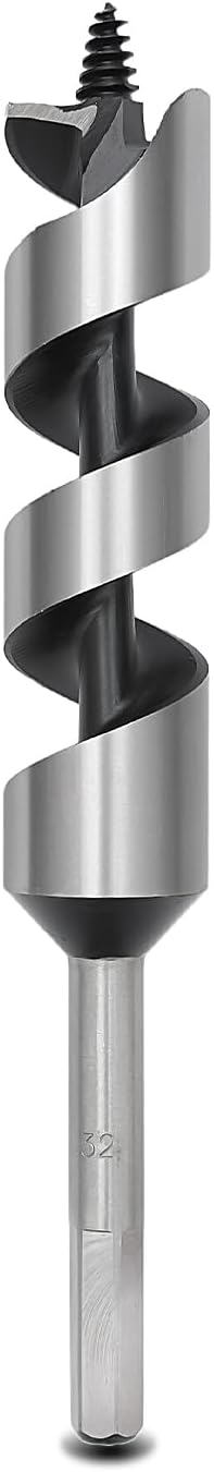 - 1-1/4 inch x 9 inch Auger Drill Bit for Wood,Hex Shank Ship Auger Bit for Soft Wood, Hard Wood, Plastic, Composite Materials and DIY Projects