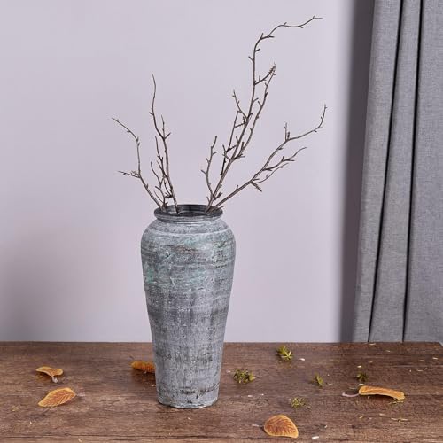 Handmade Tall Ceramic Rustic Vase, 12 Inches Whitewashed Terra Cotta Vase, Distressed Farmhouse Décor, Pottery Decorative Flower Vase for Home Decor, Table,Floor, Living Room Decor,Mantel - Image 5