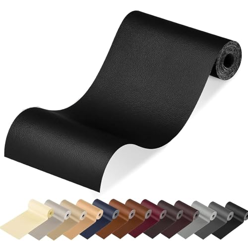 MICTER Patch de Réparation en Cuir, 40 x 200cm Auto-adhésif Pour Rénovation de Canapé, Siège, Vestes, Artisanat (Noir)
