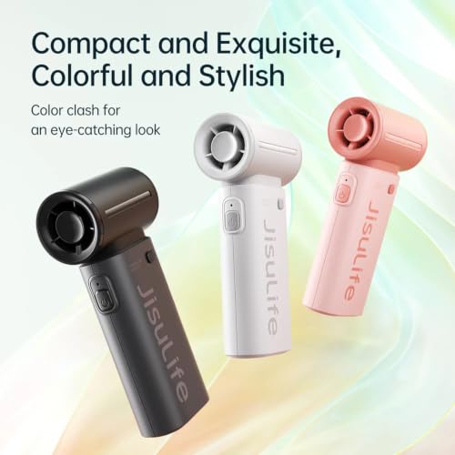 Image of JISULIFE Portable Handheld Fan Life9, Turbo Power High Speed Air [18H Max Cooling Time], 5 Gear Wind, 5000mAh Rechargeable, Mini Pocket Design, Personal Fan for Travel Concerts Cruise Makeup- Black