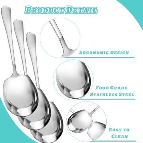 3 Pcs Large Serving Spoons, Stainless Steel Serving Spoon, Spoons Table Spoons, Long Handle Soup Spoons, Large Serving Tablespoons, Serving Spoons Set Kitchen Tool(25cm/10inch) - Image 5