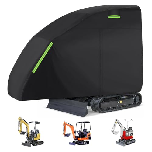 Mini Excavator Cover for Bobcat E32 E20 E10 / Takeuchi TB260 TB210R / ViO17, Water Proof Sun Rain Dust Snow Protection Excavator Cover with Zipper Door for Mini Excavator 800