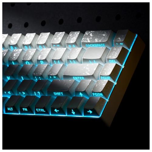 Image of XVX White Shine Through Keyboard Keycaps, Forged Carbon Texture Cherry Profile Keycap Set, Side Printed Keycaps Compatibility with ANSI Layout MX Switches Mechanical Keyboard