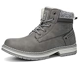  ARRIGO BELLO Winterstiefel Damen Winterschuhe Stiefel Stiefelette Gefütterte Schneestiefel Outdoor Boots Arbeitsschuhe Arbeitsstiefel Wandern Arbeiten 36-41 (38 EU,Grau mit Wolle innen)