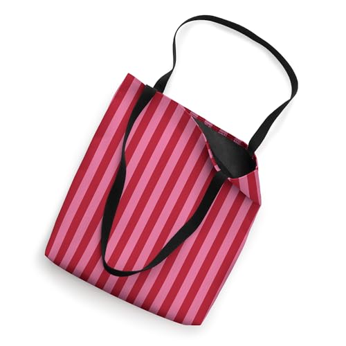 Bolsa Tote de rayas verticales rosas y rojas Cherry Red Pink con estilo Preppy y diseño femenino miniatura 2